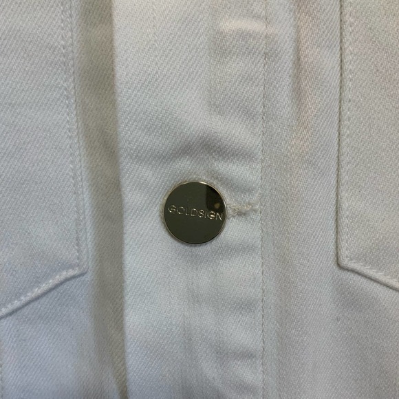 Goldsign White Denim Embroidered Jacket Karen sz S Designer Piece Gold Buttons - Picture 5 of 9